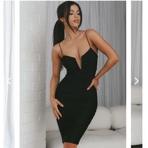 Saints and Secrets V-Neckline Knee Black Dress